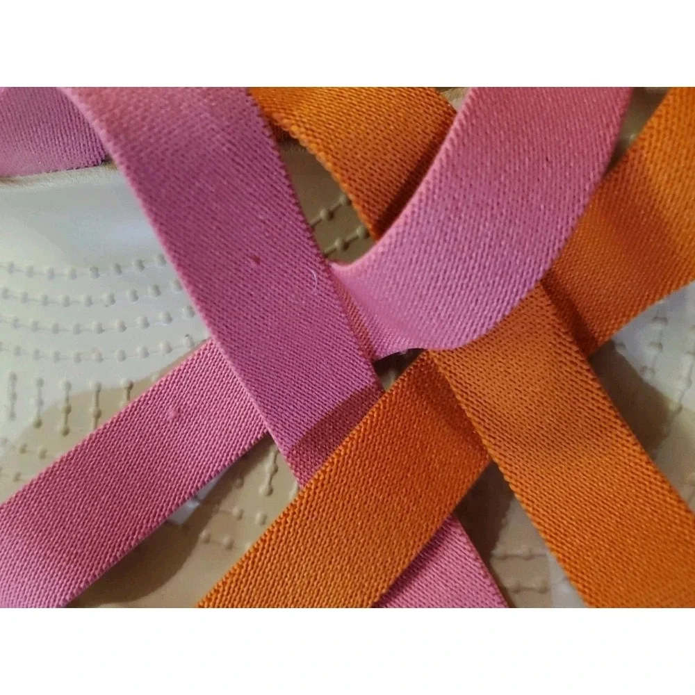 Crocs Edie Stretch Sandals Womens 10 Pink Orange‎ Slides Criss Cross Straps